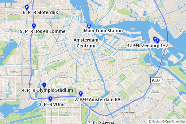 Park and Ride Map Amsterdam